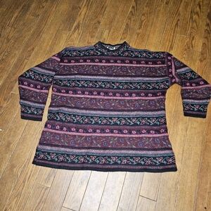 Ariella Pink and Black Patterned Turtleneck Sweater